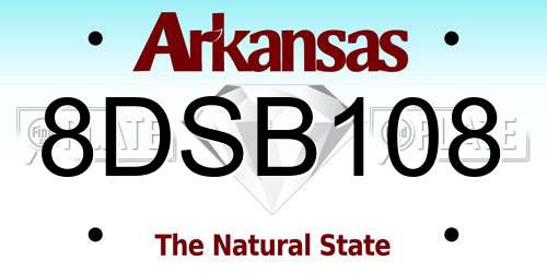 8DSB108 Arkansas License Plate