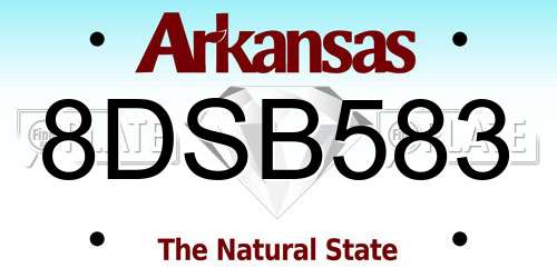 8DSB583 Arkansas License Plate