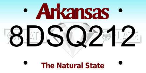 8DSQ212 Arkansas License Plate