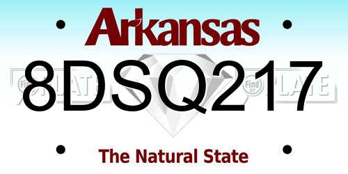 8DSQ217 Arkansas License Plate