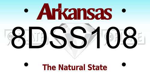 8DSS108 Arkansas License Plate