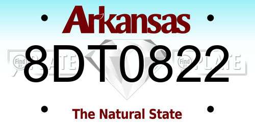 8DT0822 Arkansas License Plate