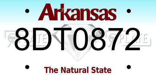 8DT0872 Arkansas License Plate
