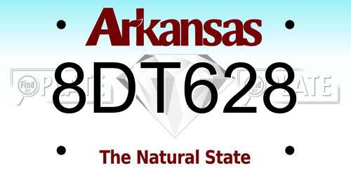 8DT628 Arkansas License Plate