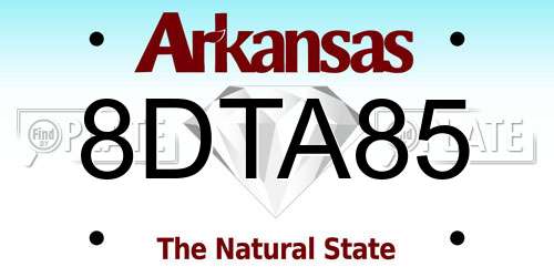 8DTA85 Arkansas License Plate