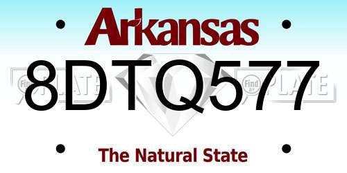 8DTQ577 Arkansas License Plate
