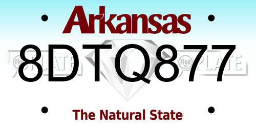 8DTQ877 Arkansas License Plate