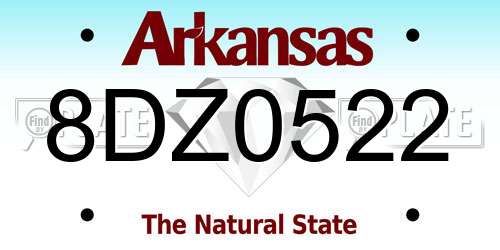 8DZ0522 Arkansas License Plate