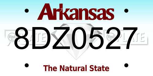 8DZ0527 Arkansas License Plate