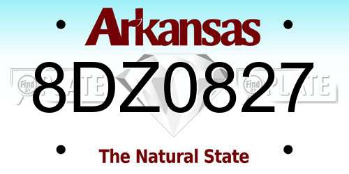 8DZ0827 Arkansas License Plate