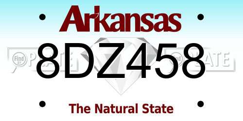 8DZ458 Arkansas License Plate