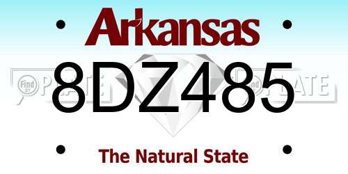 8DZ485 Arkansas License Plate