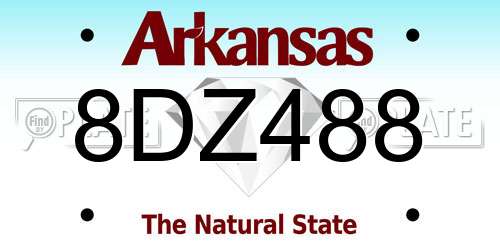 8DZ488 Arkansas License Plate