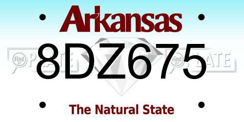 8DZ675 Arkansas License Plate