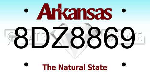 8DZ8869 Arkansas License Plate