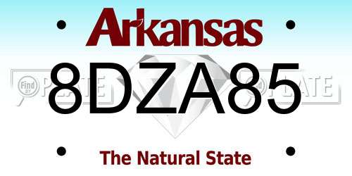 8DZA85 Arkansas License Plate