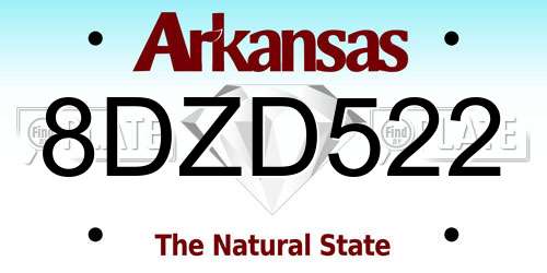 8DZD522 Arkansas License Plate