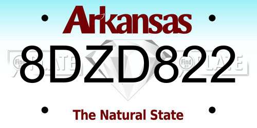 8DZD822 Arkansas License Plate