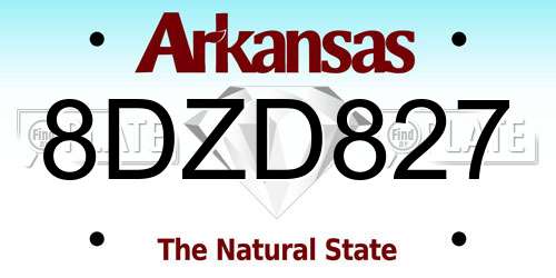8DZD827 Arkansas License Plate