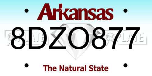 8DZO877 Arkansas License Plate