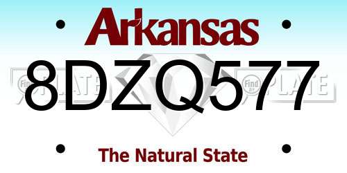 8DZQ577 Arkansas License Plate