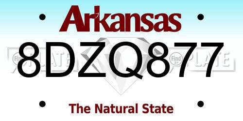 8DZQ877 Arkansas License Plate