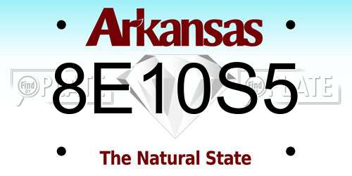 8E10S5 Arkansas License Plate