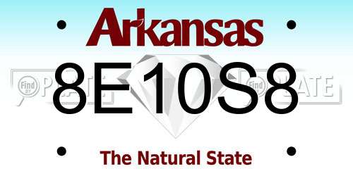 8E10S8 Arkansas License Plate