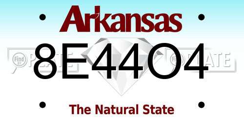8E44O4 Arkansas License Plate