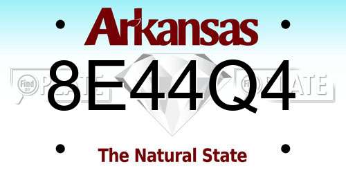 8E44Q4 Arkansas License Plate