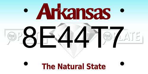 8E44T7 Arkansas License Plate