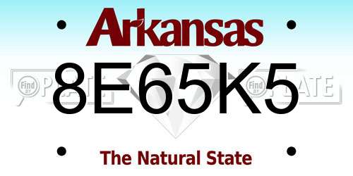 8E65K5 Arkansas License Plate