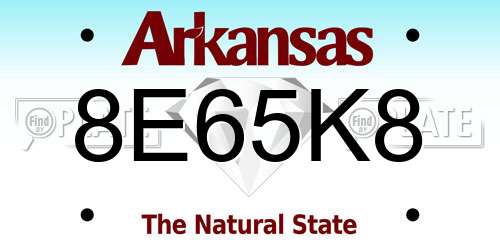 8E65K8 Arkansas License Plate