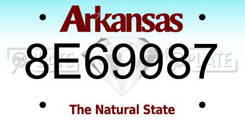 8E69987 Arkansas License Plate