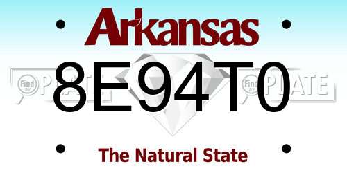 8E94T0 Arkansas License Plate