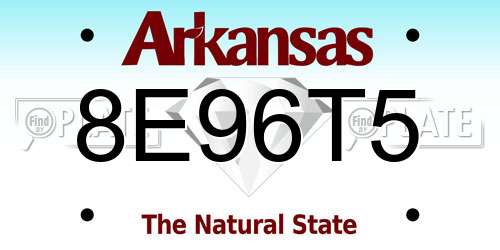 8E96T5 Arkansas License Plate