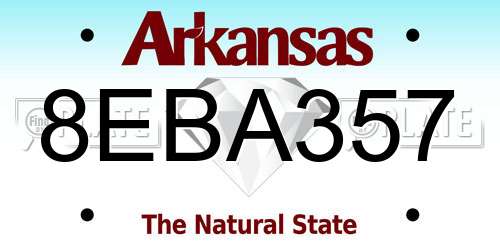 8EBA357 Arkansas License Plate