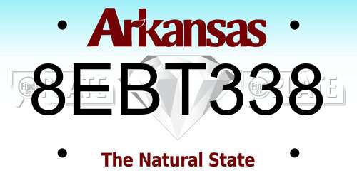 8EBT338 Arkansas License Plate
