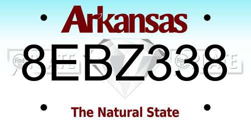 8EBZ338 Arkansas License Plate