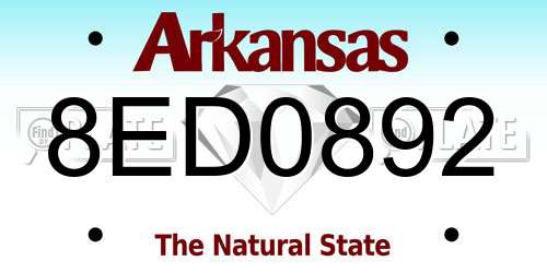 8ED0892 Arkansas License Plate
