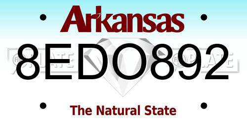 8EDO892 Arkansas License Plate