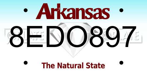 8EDO897 Arkansas License Plate