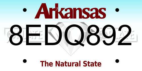 8EDQ892 Arkansas License Plate