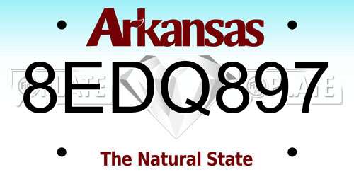 8EDQ897 Arkansas License Plate