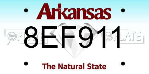 8EF911 Arkansas License Plate