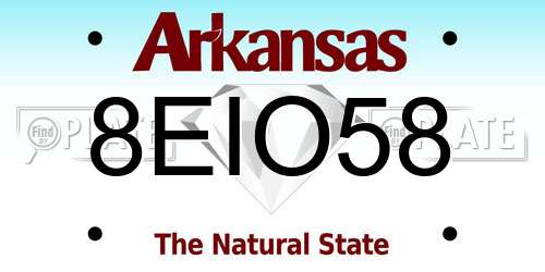 8EIO58 Arkansas License Plate