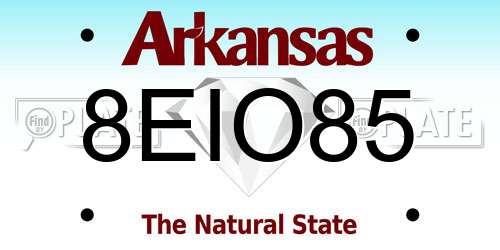 8EIO85 Arkansas License Plate