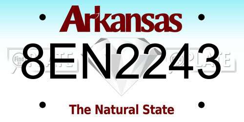 8EN2243 Arkansas License Plate