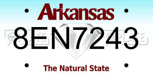 8EN7243 Arkansas License Plate