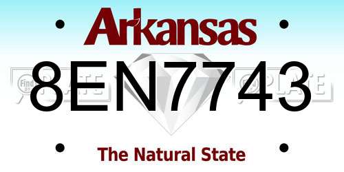 8EN7743 Arkansas License Plate